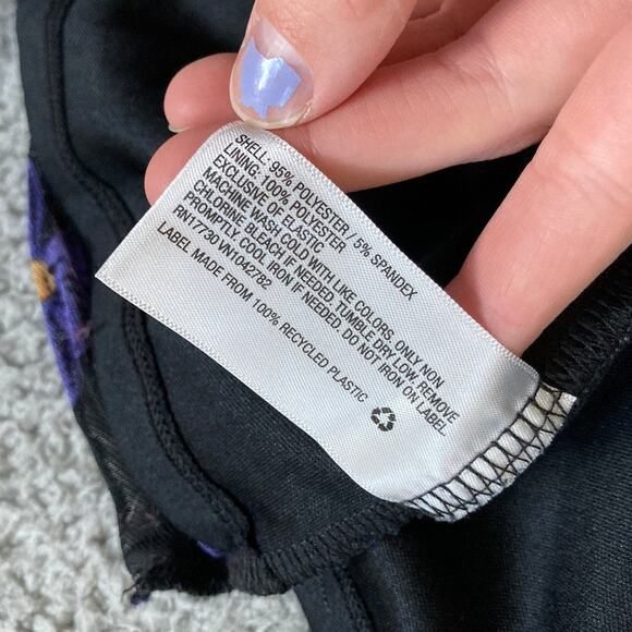 Ava & Viv Top 2X Floral V-Neck Stretch Short Sleeve Flare Blue Black Blouse - Picture 10 of 16